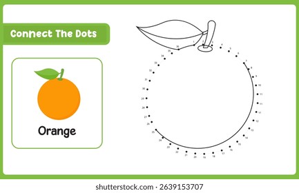 Connect The Dots Orange. Dot To Dot Educational Game. Vector Illustration