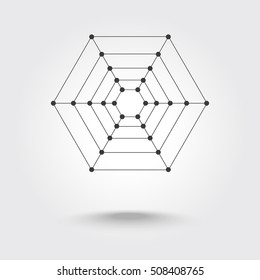 Connect the dots perfect hexagon shape vector icon.Modern digital abstraction. Technology network connection. Info business concept.