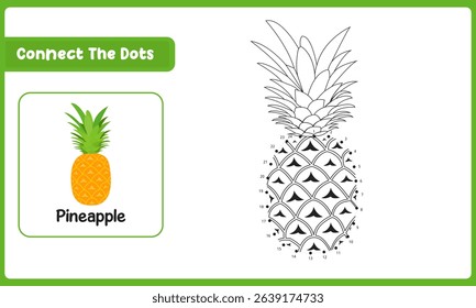 Connect The Dots Pineapple. Dot To Dot Educational Game. Vector Illustration