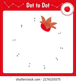 Conecte los puntos. Pomegranato. Juego educativo punto a punto. Libro de colorear para la hoja de trabajo de actividad infantil preescolar. Ilustración vectorial.