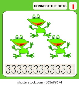 Connect the dots, preschool exercise task for kids, numbers