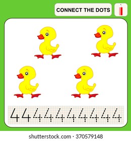 Connect the dots, preschool exercise task for kids, numbers