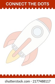 Connect the dots Rocket. Worksheet for kids