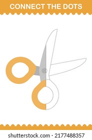 Connect the dots Scissor. Worksheet for kids