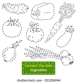 Connect the dots (Set with vegetables), education game for children