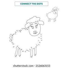 Connect the dots for the sheep. Educational worksheet.