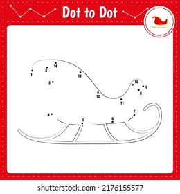 Connect the dots. Sled. Winter. Dot to dot educational game. Coloring book for preschool kids activity worksheet. Vector Illustration. 