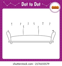 Connect the dots. Sofa.Dot to dot educational game. Coloring book for preschool kids activity worksheet. Vector Illustration.