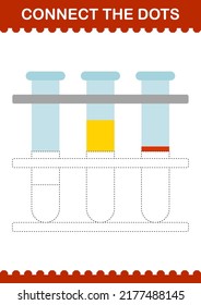 Connect the dots Test Tube. Worksheet for kids