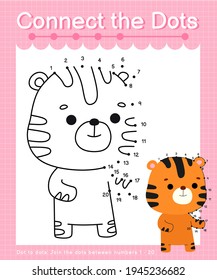 Conectar los puntos tigre dot a juegos de puntos para niños que cuentan entre 1 y 20