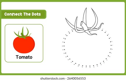 Connect The Dots Tomato. Dot To Dot Educational Game. Vector Illustration