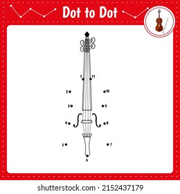 Connect The Dots. Violin.Fruits. Dot To Dot Educational Game. Coloring Book For Preschool Worksheet