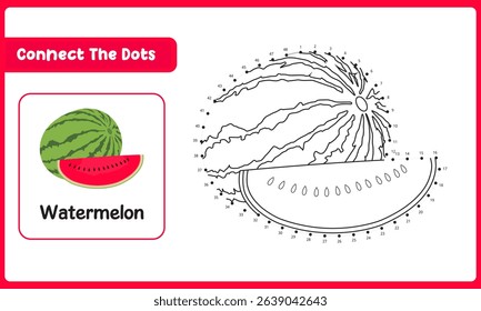 Connect The Dots Watermelon. Dot To Dot Educational Game. Vector Illustration
