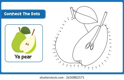 Connect The Dots Ya pear Green Food. Dot To Dot Educational Game. Vector Illustration