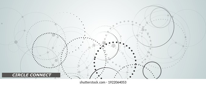 Connect dotted circle in abstract style. Graphic design template. Abstract geometric background. Graphic pattern. Dots texture. Future technology