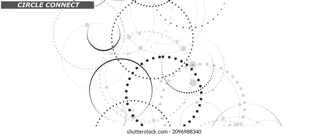Connect dotted circle in abstract style. Graphic design template. Abstract geometric background. Graphic pattern. Dots texture. Future technology