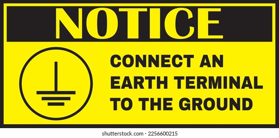 Connect an earth terminal to the ground sign vector