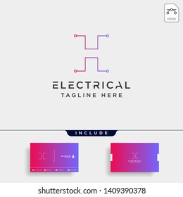 connect or electrical h logo design vector icon element isolated with business card include