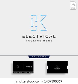 connect or electrical k logo design vector icon element isolated with business card include