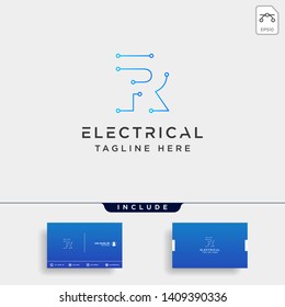 connect or electrical r logo design vector icon element isolated with business card include