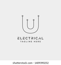 connect or electrical u logo design vector icon element isolated - vector