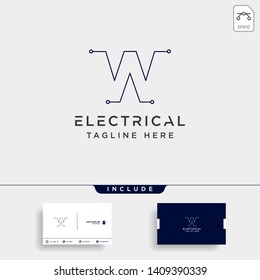 connect or electrical w logo design vector icon element isolated with business card include