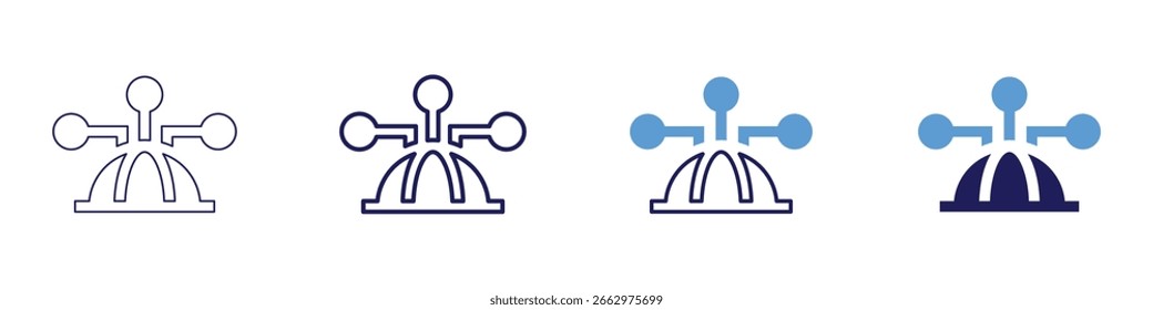 Conecte o ícone de engenharia em 4 estilos diferentes. Linha Fina, Linha, Linha Negrito, Duotônico. Estilo duotônico. Traçado editável.