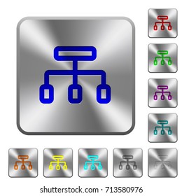 Connect engraved icons on rounded square glossy steel buttons