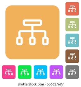 Connect flat icons on rounded square vivid color backgrounds.