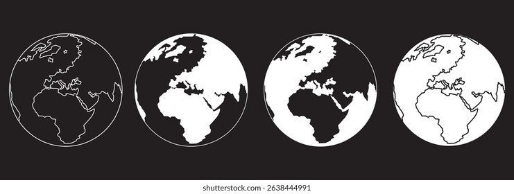 Connect Globally  A Versatile Set of Globe Icons .  Vector graphic illustration. For website design, logo, app, template, ui, etc. 
