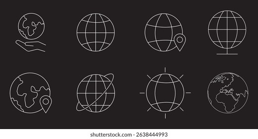 Connect Globally  A Versatile Set of Globe Icons .  Vector graphic illustration. For website design, logo, app, template, ui, etc. 