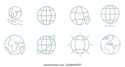 Connect Globally  A Versatile Set of Globe Icons .  Vector graphic illustration. For website design, logo, app, template, ui, etc. 