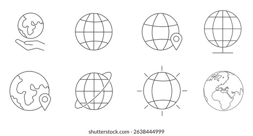 Connect Globally  A Versatile Set of Globe Icons .  Vector graphic illustration. For website design, logo, app, template, ui, etc. 