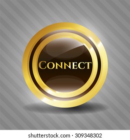 Conectar emblema brillante dorado
