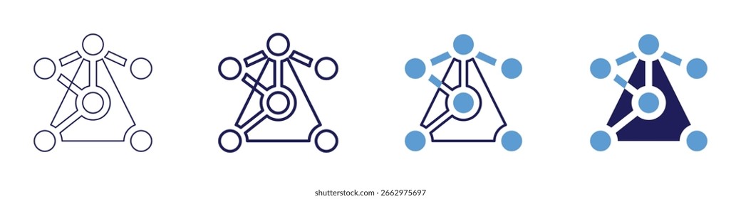 Conecta el icono de crecimiento en 4 estilos diferentes. Línea delgada, línea, línea en negrita, duotono. Estilo duotono. Trazo editable.