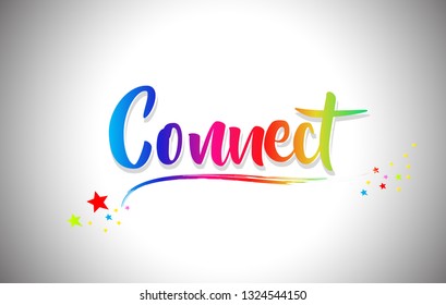 Connect Handwritten Word Text with Rainbow Colors and Vibrant Swoosh Design Vector Illustration.