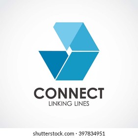 Connect of hexagon part abstract vector and logo design or template linking line business icon of company identity symbol concept