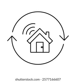 Connect Home Icon – House with Wi-Fi Signal Representing Smart Home Connectivity