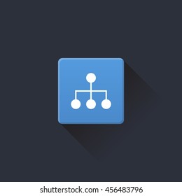 connect icon or button in flat style with long shadow, isolated vector illustration on transparent background