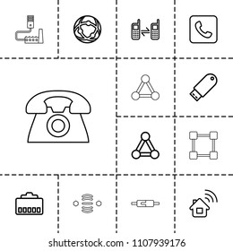 Connect icon. collection of 13 connect outline icons such as connection, home connection, connected phone, flash drive, phone cable. editable connect icons for web and mobile.