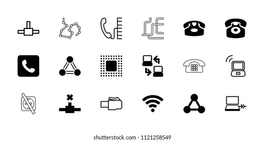 Connect icon. collection of 18 connect filled and outline icons such as desk phone, network connection, call, chip, wi-fi. editable connect icons for web and mobile.