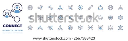 Connect icon collection. Bold line style. Duotone colors. people, connect, social network, big data, connections, globalization, connection, link, share, ai.