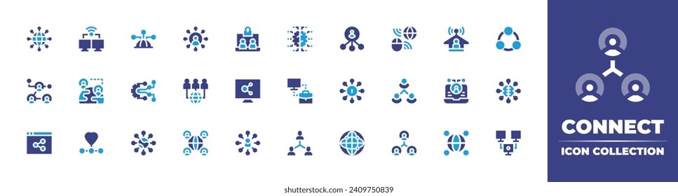 Connect icon collection. Duotone color. Vector and transparent illustration. Containing neuromarketing, network, connection, connect, connections, social media, connectivity.