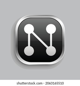 connect icon design. Glossy Button style rounded rectangle isolated on gray background.. Vector illustration