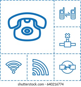 Connect icon. set of 6 connect outline icons such as wi-fi, connected phone, desk phone, network connection