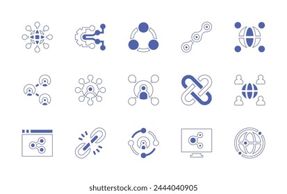 Connect icon set. Duotone style line stroke and bold. Vector illustration. Containing link, connections, globalization, weak, chain, networking, internet, social, connection, connect.