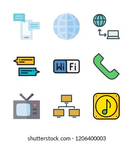 connect icon set. vector set about chat, worldwide, internet and telephone icons set.
