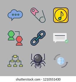 connect icon set. vector set about chat, spider, network and link icons set.