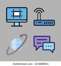 connect icon set. vector set about chat, worldwide, technological and wifi icons set.