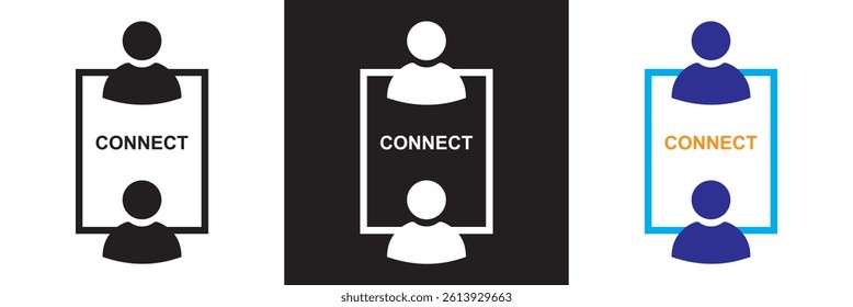 Connect icon. Vector for websites, mobile interfaces, presentations, banner, visual branding etc. Vector illustration. isolated on white and black background. EPS 10